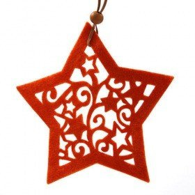 Felt star - hanger, orange, 15 cm