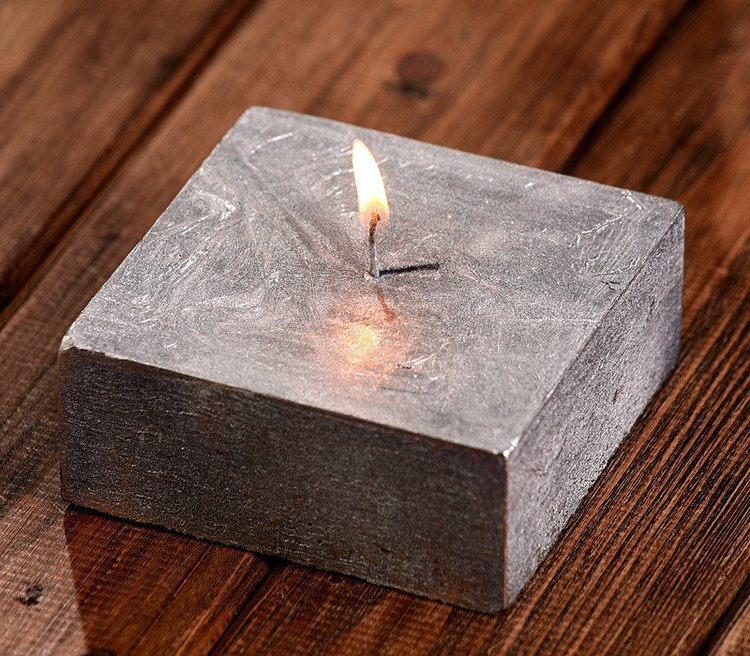 Rustic candle 40/100/100mm silver