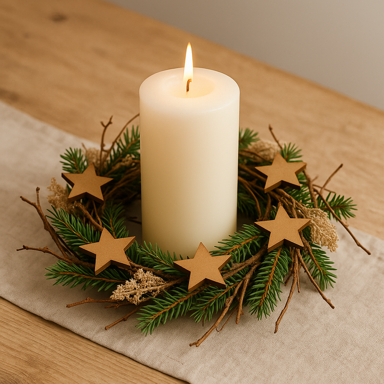 Wooden Christmas decorations, Wooden stars 3 cm-12 pcs / pack