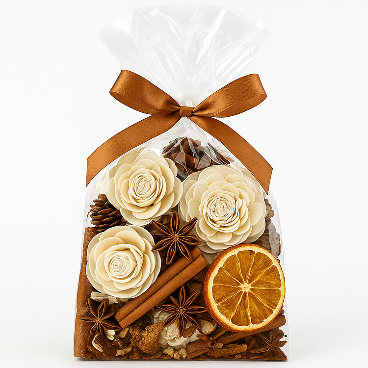 Mieszanka Naturalna GrandDeco – Suszone Kwiaty Shola z Pomarańczą, Szyszkami i Cynamonem (Aromatyczna Kompozycja Świąteczna)