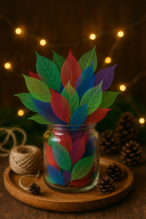 Skeleton leaves 10 cm 5 colours 30 pcs/pkg