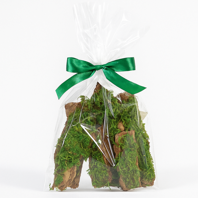 Dried bark decorated with moss-5-7 pieces