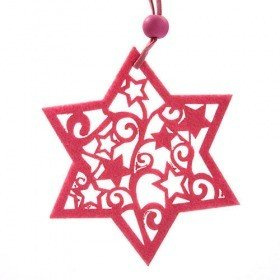 Felt star - hanger, pink, 15 cm