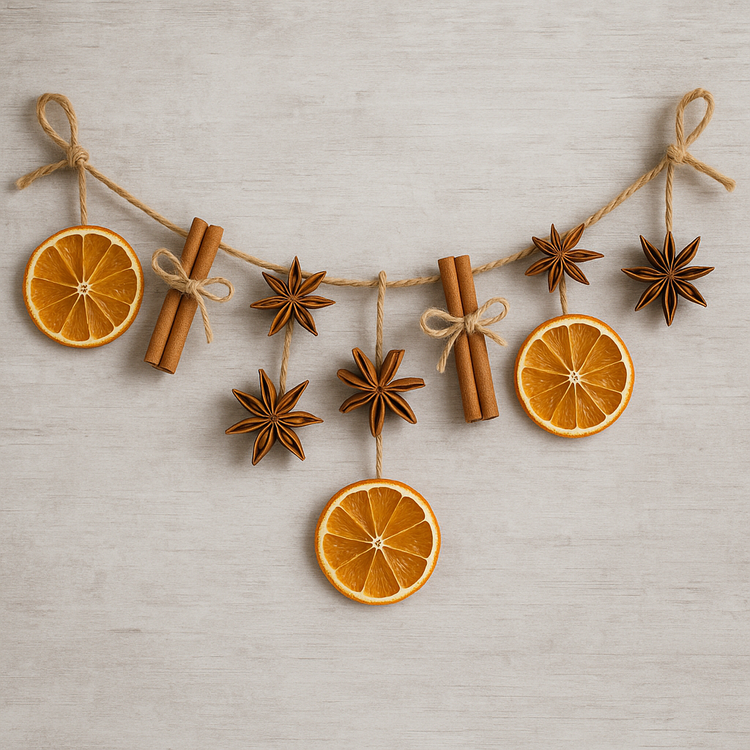 Naturalny zestaw DIY GrandDeco – pomarańcze cynamon anyż juta