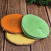 Wood slices for decoration yellow-green-orange 10-12 cm thick. 1-2 cm pack of 3 