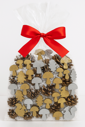 Happy wood pieces 3-5cm Gold & Silver 12pcs/pkg