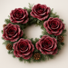 Artificial roses, developed, head, maroon - 3 pcs / pack
