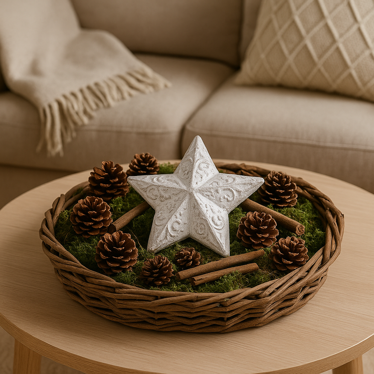 Rustic ceramic star - silver (ca.15cm)
