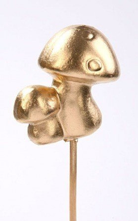 Ceramic mushrooms on stick - gold,5/25 cm