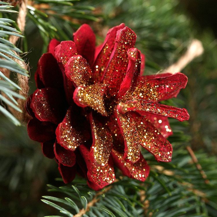 Mountain pine cone, 12 pcs/pkg red