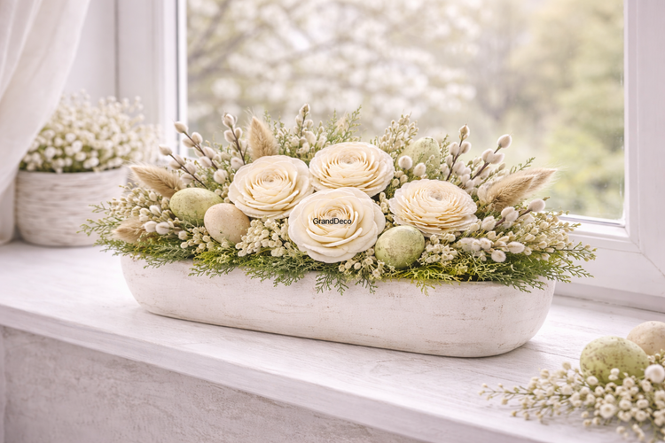 Handmade Christmas decorations - White Christmas tree flowers - 30 pcs / pack