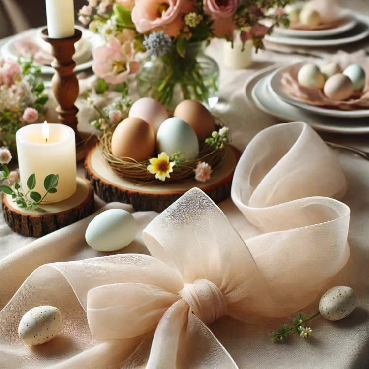Organza, trimmed 40 cm, length 9 rm (coffee with milk)