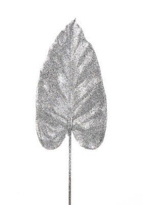 Silbernes Blatt mit Brokat, 57 cm