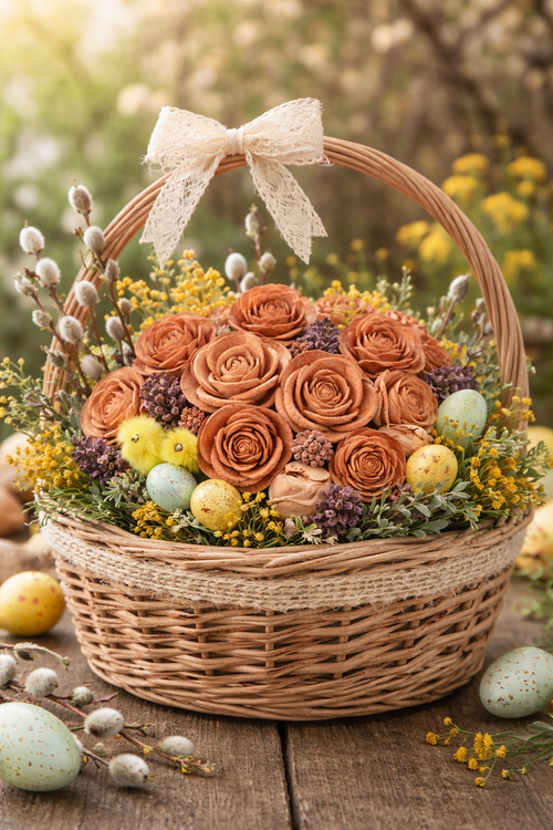 Kwiaty shola jasnobrązowe 60 szt – naturalna elegancja Wielkanocy | Kolekcja GrandDeco