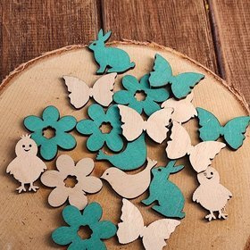 Hölzerne Osterfiguren Aquamarincreme 24 Stück / Packung BEFÖRDERUNG