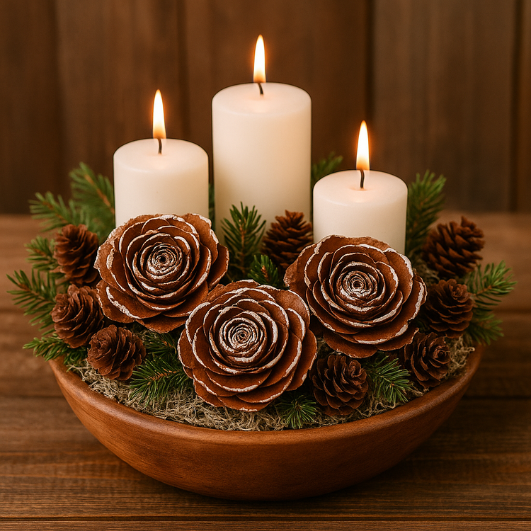 Cedar Wood Roses 6 pcs./pack  with hand painted edges 