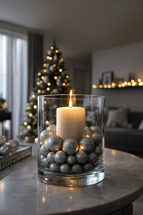 Weiße Glitzerkugeln 15mm 24 / Pack