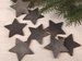 Wooden Christmas decorations, Wooden stars GRAPHITE 6 cm-6 pcs / pack