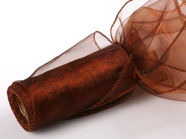Organza GD 12 cm, Länge: 9m, getrimmt, braun