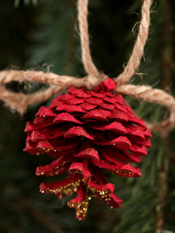 Zawieszki świąteczne z szyszek – komplet 6 szt. | GrandDeco