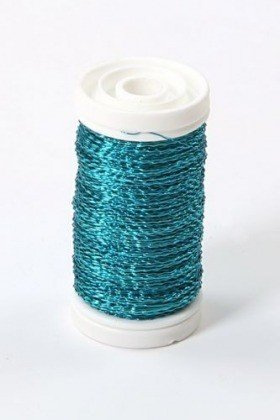 Floral copper wire, on spool, 75g - turquoise