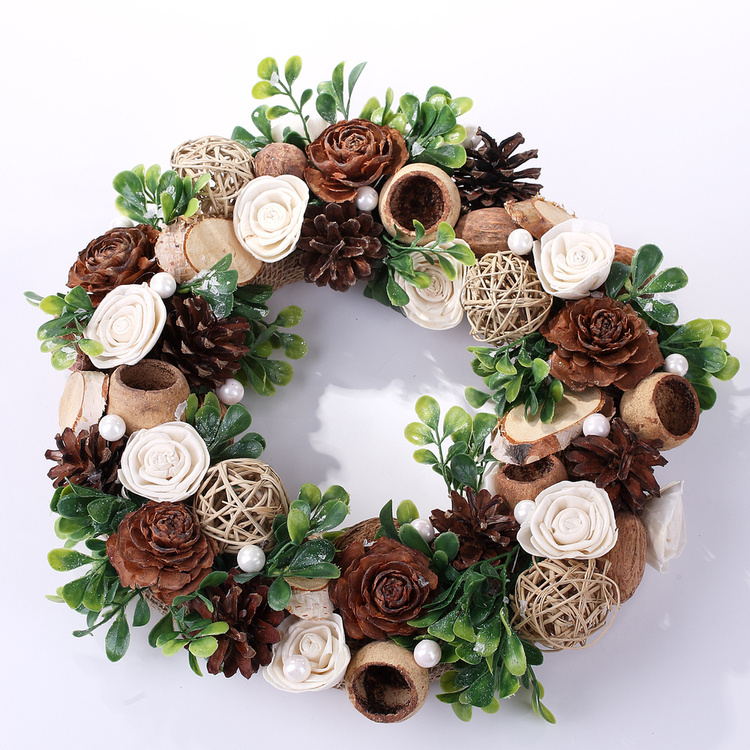 Wianek jutowy 25 cm DIY – baza do dekoracji zimowych, zapakowany z kokardą