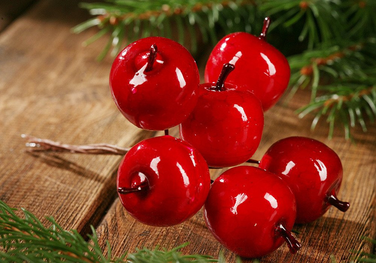 Äpfel auf einem Draht, Weihnachtsdekoration