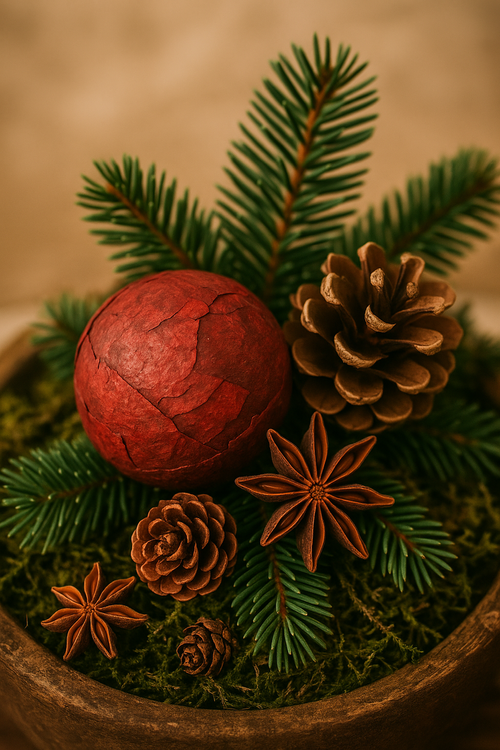 Dekoracyjne Kule z Kory – Zestaw 6 sztuk w Eleganckim Ozdobnym Pakiecie