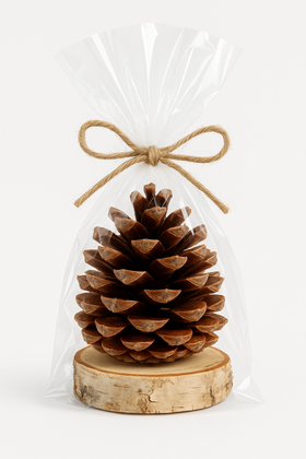 Szyszka dekoracyjna na podstawie z drewna – ozdoba świąteczna Boże Narodzenie naturalna eco handmade