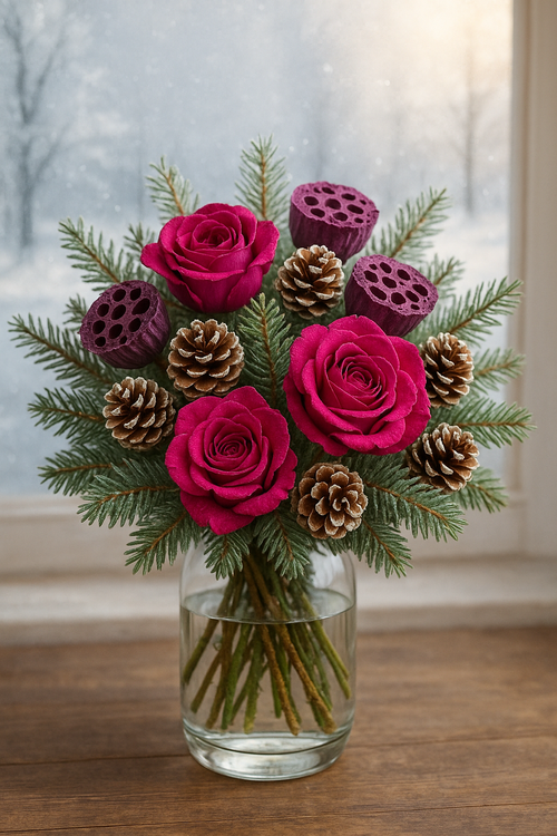 Lotus dyed diameter 6-8 cm 6 pcs/pkg fuchsia