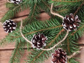 Girlande aus Tannenzapfen, handbemalt 200 cm