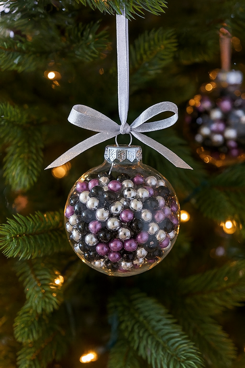 Perlen, Zierperlen 50g violett silber schwarz 