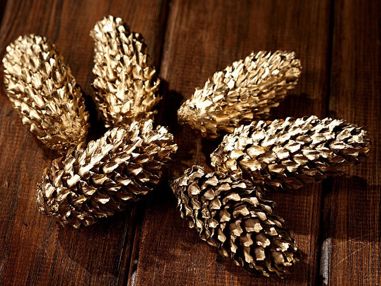 Fichtenzapfen vergoldet 6 Stck