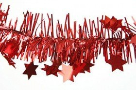 Weihnachtskette mit Sternen, rot, Länge 2,7 m