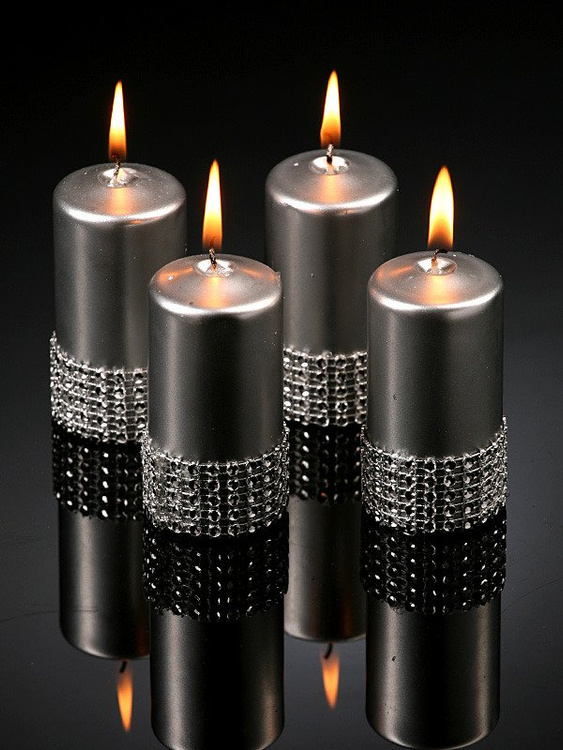 Silberne Kerze mit Diamanten 60 / 80 mm