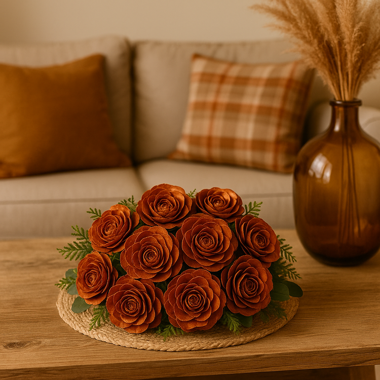 Cedar Wood Roses 6 pcs./pack Orange