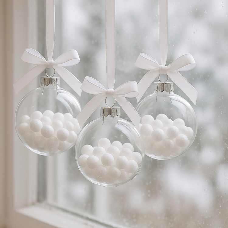 White glitter balls 15 mm 24 pcs / pack