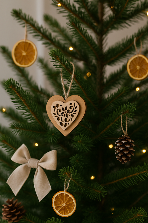 Christbaumanhänger, Naturanhänger Herzen 3 Stück / Packung 