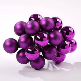 Glaskugeln am Draht, 20 mm, Farbtöne des Violetts, glanzlos/glänzend, Bündel von 18 Stücken