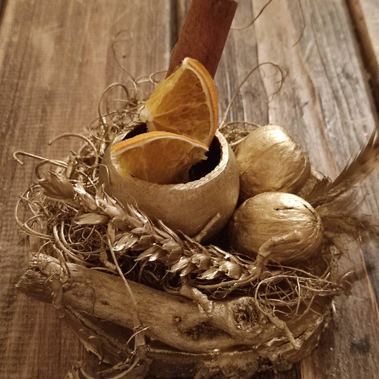 Weihnachtskopfschmuck gold -12-15 cm 