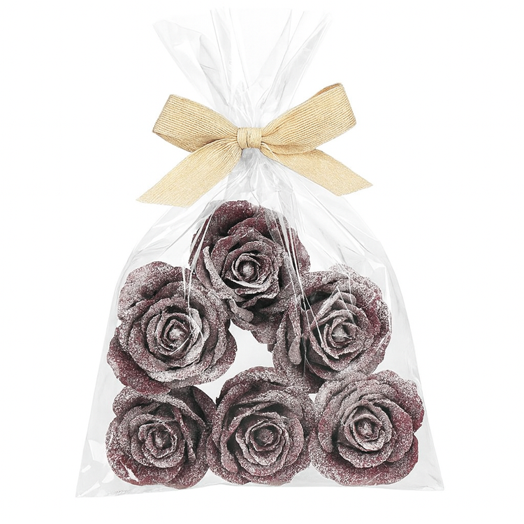 Artificial roses developed heads BORDO - 3 pcs / pack