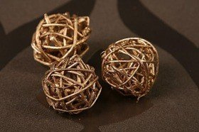 Rattan balls, diameter 2-3 cm, gold, 12 pcs/pkg