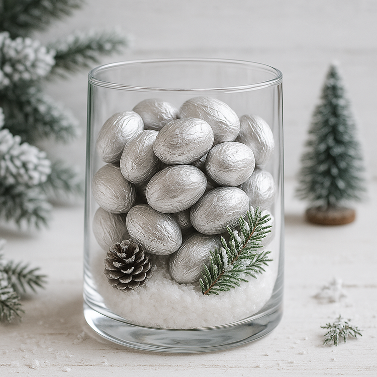 Silver Amra dyed balls,  12 pcs