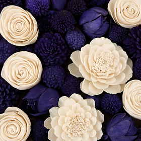 Dried salt flowers 45-50 pcs / pack - navy blue and white