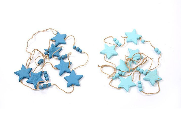 Garland of blue stars on string 4.5cm lenght 150cm