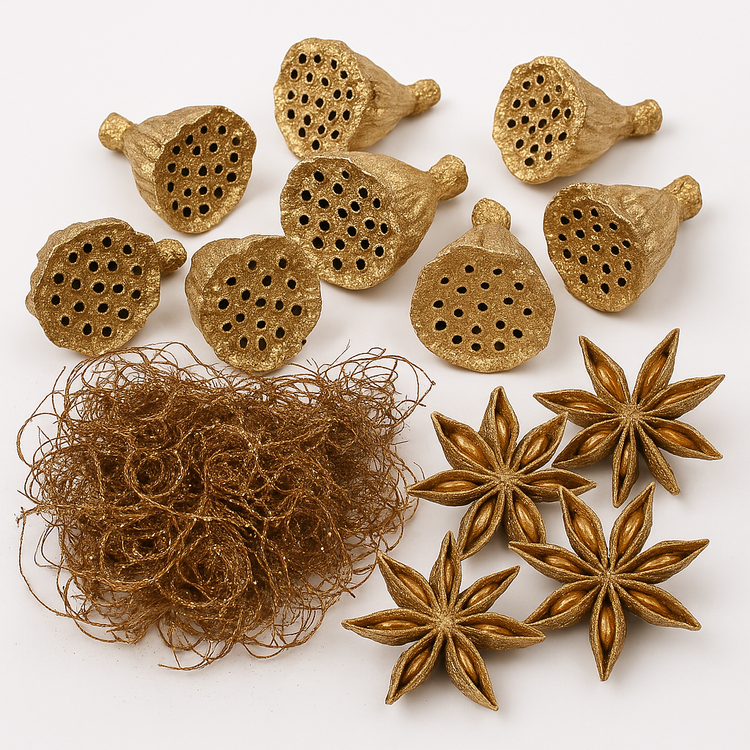 Dekorativer, goldener Anis, 12 Sterne