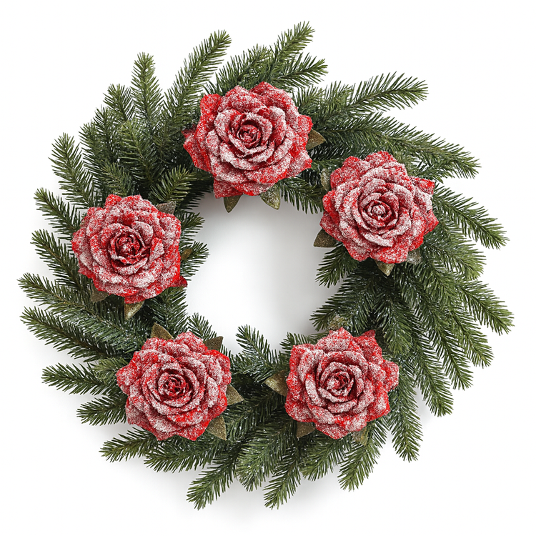 Rose head red 11,5 cm 3 pcs/set