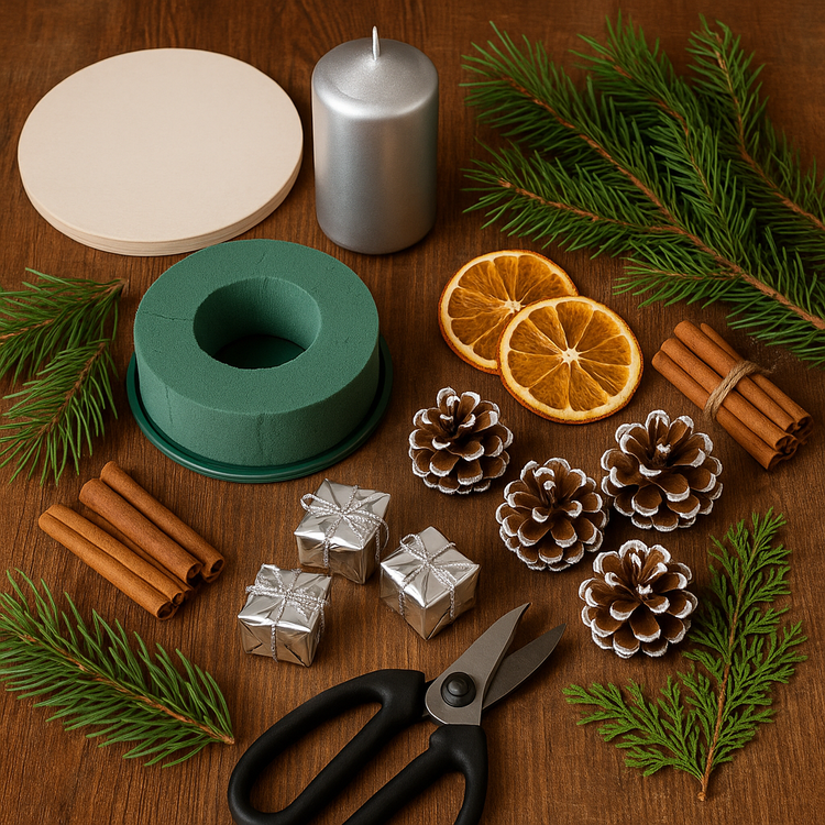 Round composition wooden 25 cm diameter