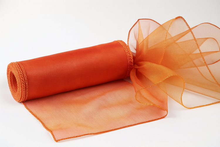 Organza, trimmed, width 12 cm, length 9 m (red opal)
