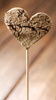 Birchen heart on stick 6pcs/pkg 